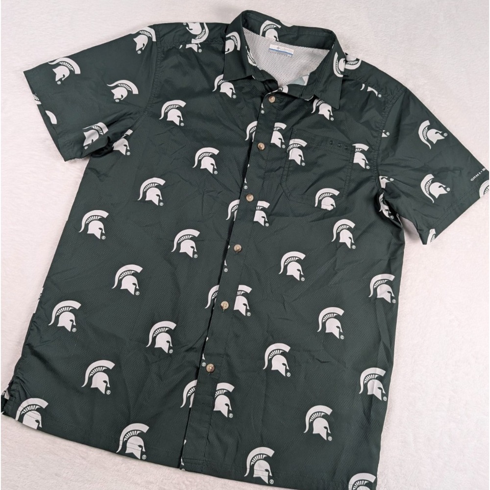 Michigan State Spartans Columbia Vented Fishing Shirt‎ Mens Medium Green